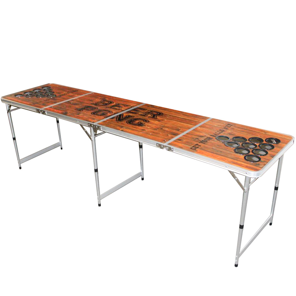 Holzoptik Bier-Pong-Tisch mit Löchern Cupholder